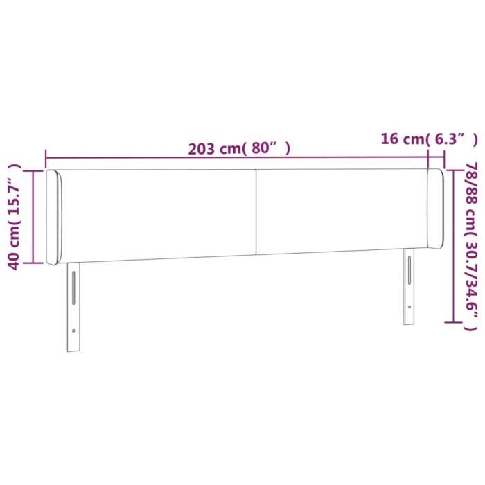 VidaXL Headboard with Ears Light Grey 203x16x78-88 Cm Velvet3118554