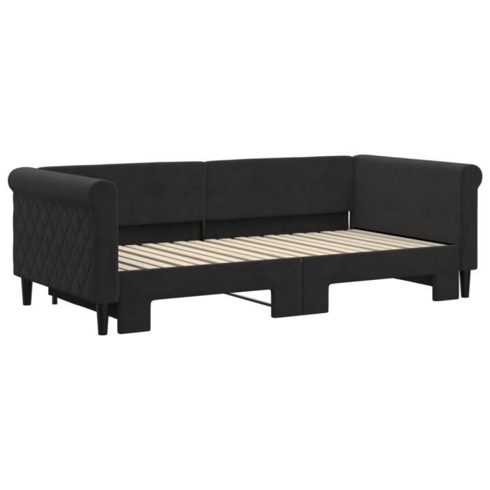 VidaXL Daybed with Trundle Bed Black 90x190 Cm Velvet 3197786