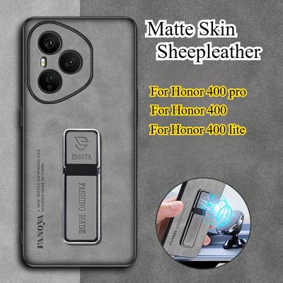 Custodia in pelle di pecora per Honor 400 Pro per Honor 400 Lite Honor400 Power GT Pro Paraurti in silicone opaco Supporto con cavalletto Copertura
