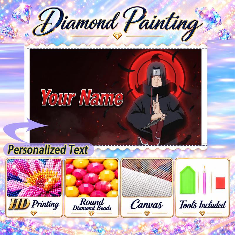 Personalized Itachi Uchiha Diamond Art Custom Name 5D Diamond Painting Full Drill DIY Craft
