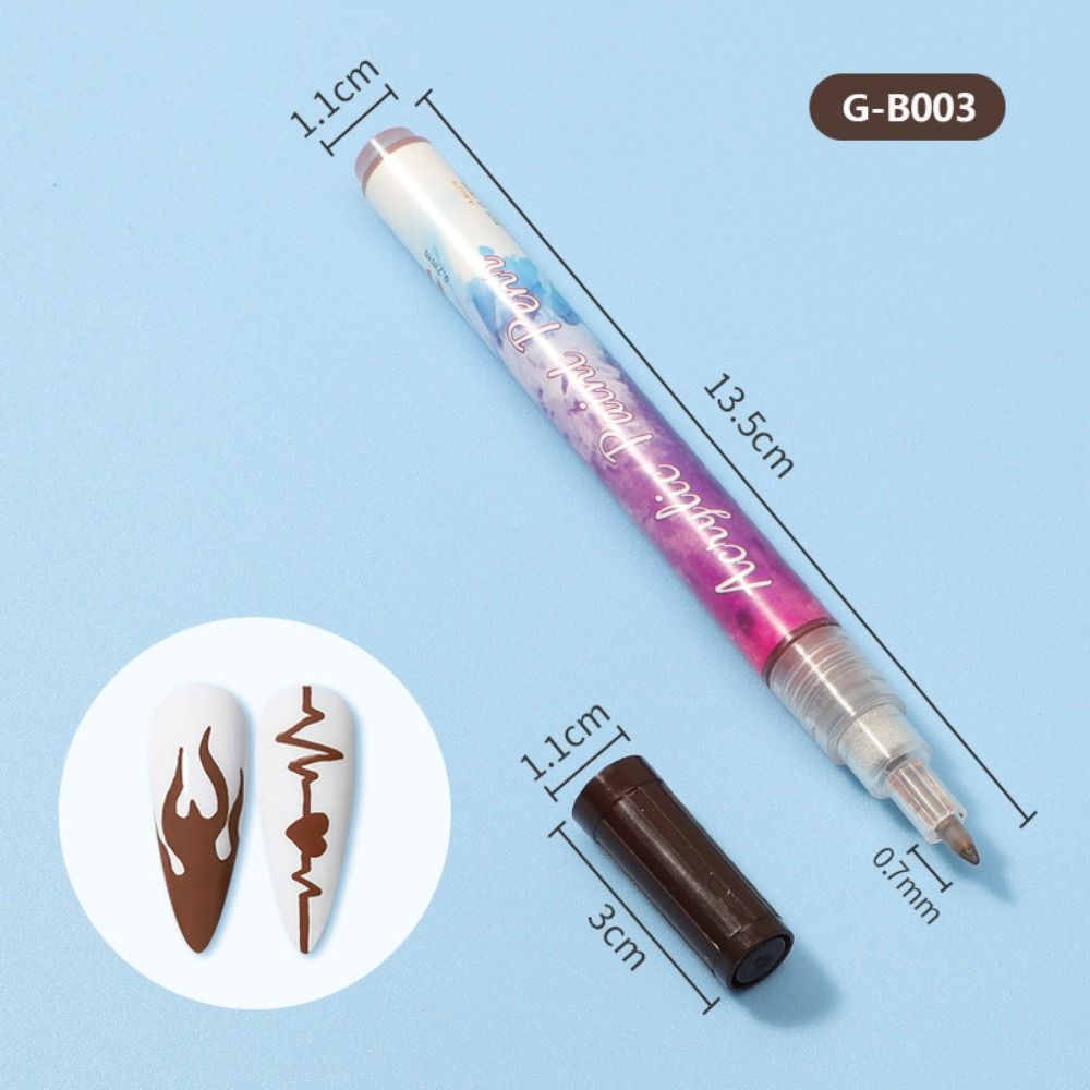 3D Nail Art Pens Acrylic Paint Pen Ultra Thin Curve Manicure Marker Nail Graffiti Liner Pen