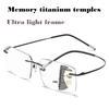 Ultraleichte Memory-Randlose Progressive Lesebrille für Damen und Herren Blaulichtfilternde Presbyopie-Brille Hyperopie-Brillen