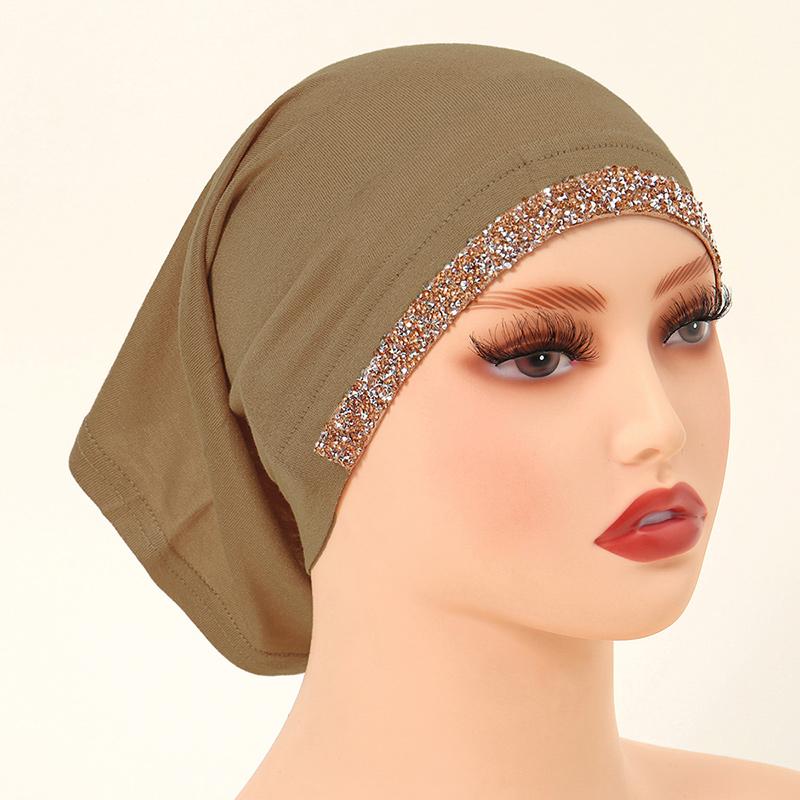 Modal Cotton Diamonds Undercap Stretchy Hijab Plain Soft Bonnet Muslim Women Elastic Inner Hijab Turban Islam Underscarf