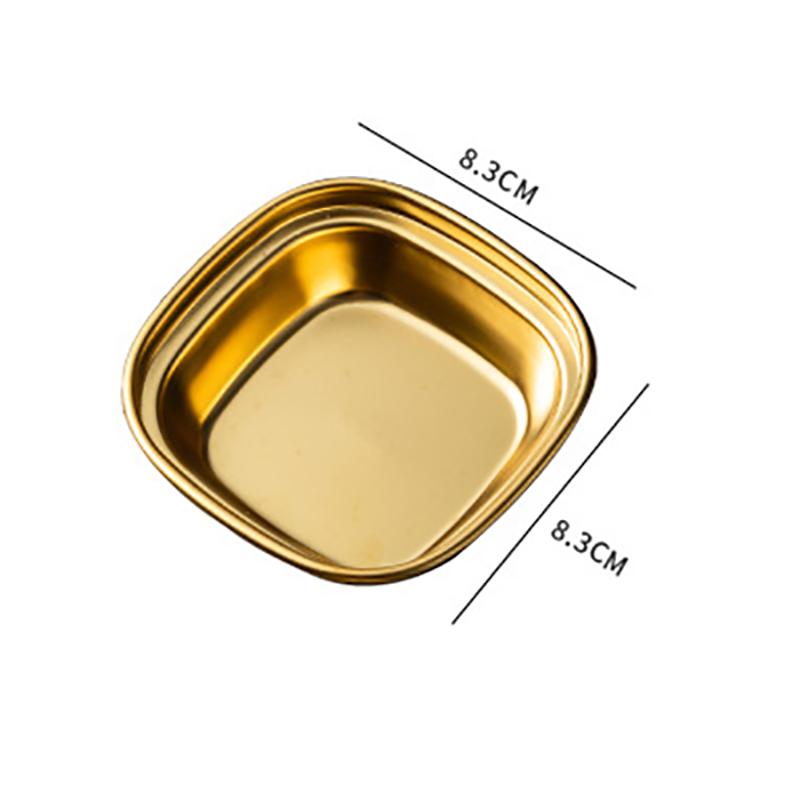 Stainless Steel Sauce Dish Multi Compartment Condiment Plate Gold Color Thickened Korean BBQ Dipping Plate Outdoor Picnic Dish Camping Tableware