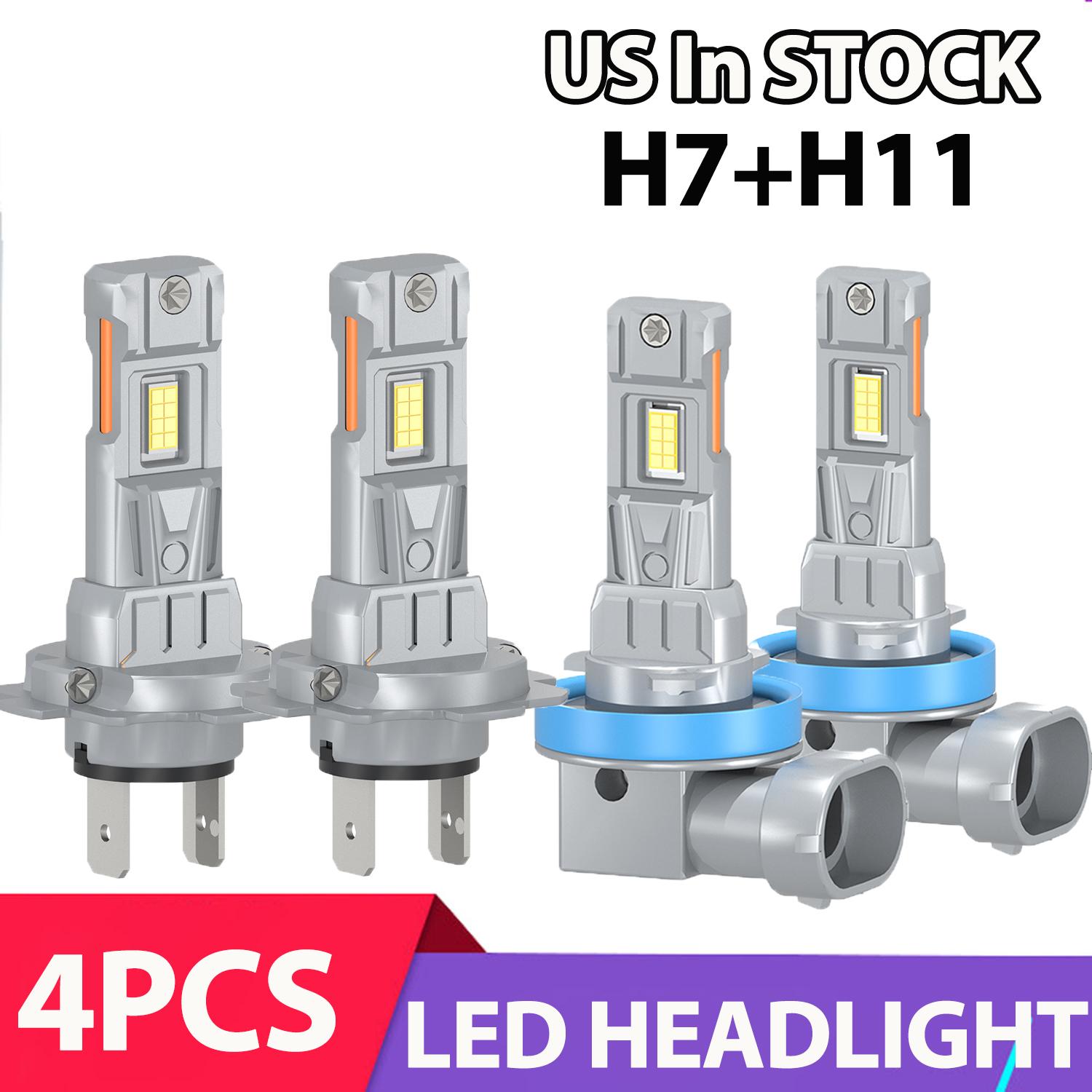 

4PCS Car LED Headlights H7 H11 50000LM 6000K White headLamps 360W CSP Chips Light Bulbs