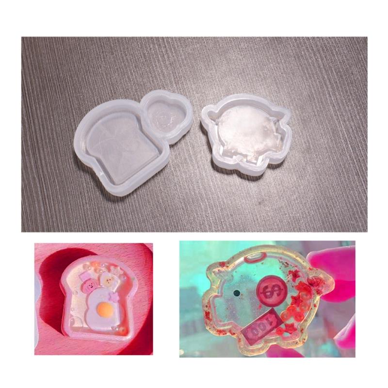 Quicksand Resin Mould Lovely Pig/Bread Resin Shaker Mould Silicone Epoxy Mold Clear Pendant Mold for DIY Handmade Craft