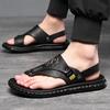 Men Black Open Toe Sandals Slippers Simple Flats Flip Flops Summer Brown Outdoor Beach Shoes Plus Size 46 47 48