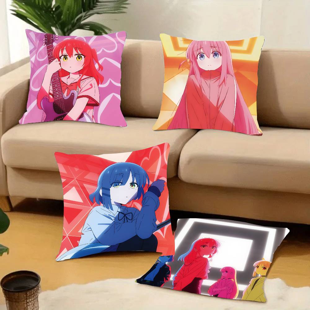 1PC Anime Bocchi The Rock Pillow Case Square  Bedroom Sofa Leisure Comfort Cushion Car Home Decoration Pillowcase 40x40
