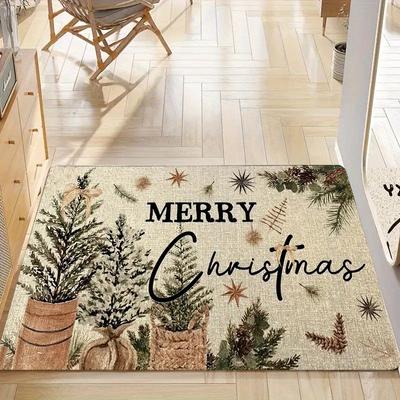Weihnachtsteppich Kiefernnadelmatte Fußmatte Türvorleger Wasserdicht Willkommensmatte Teppich Für Schlafzimmerteppich Für Wohnzimmer Heimdek