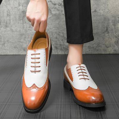 Fashion Mens Lace-Up Leather Dress Business Office Flats Men Wedding Party Oxfords Fashion Patchwork Men's Classic Retro Brogue Shoes