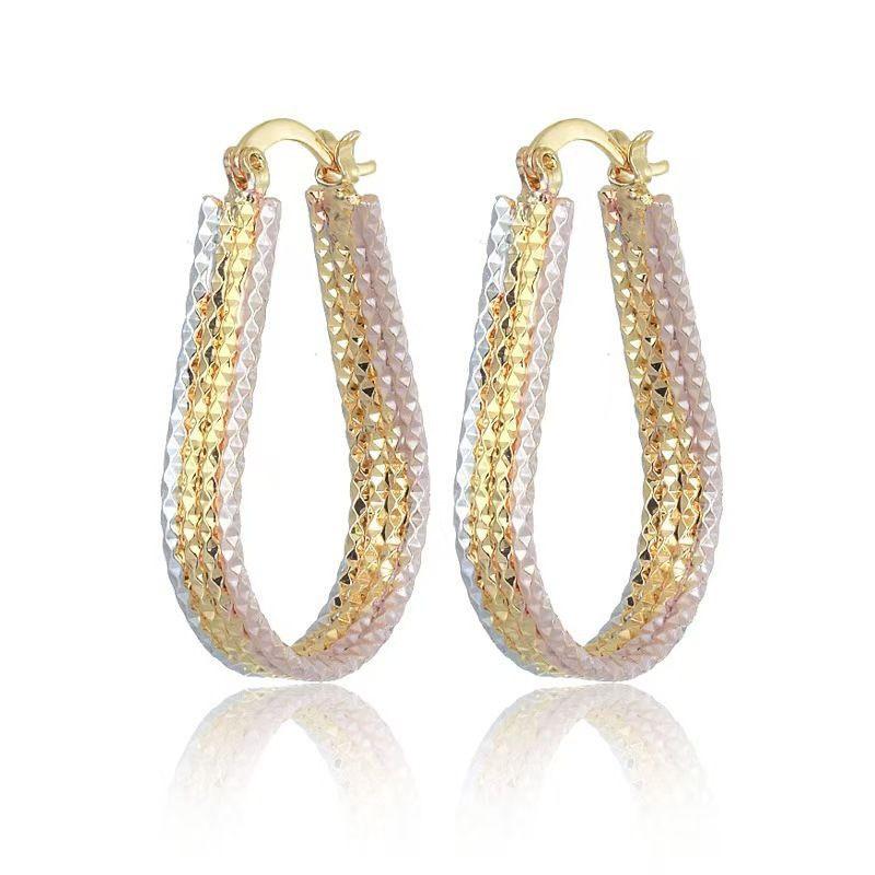 Retro Copper Geometric Irregular High-End Earrings Personality Temperament Simple Earrings Earrings