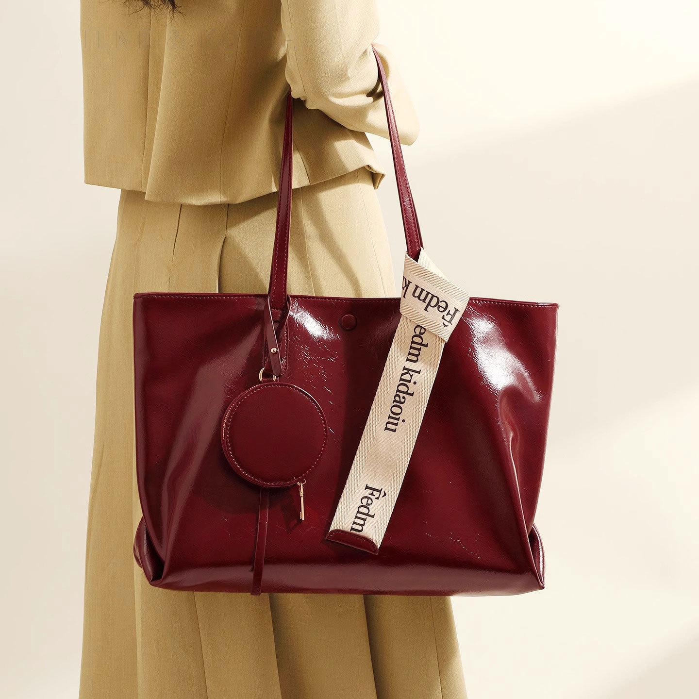 

Wedding Bride Red Bag Women s 2025 New Commuter Large Capacity Shoulder Tote Bag Underarm Big Bag