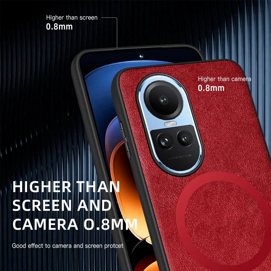 For OPPO Reno 10 10 Pro 10 ProPlus PU Leather Magnetic Ring Soft Edge Anti-Drop Anti-Fingerprint Phone Case