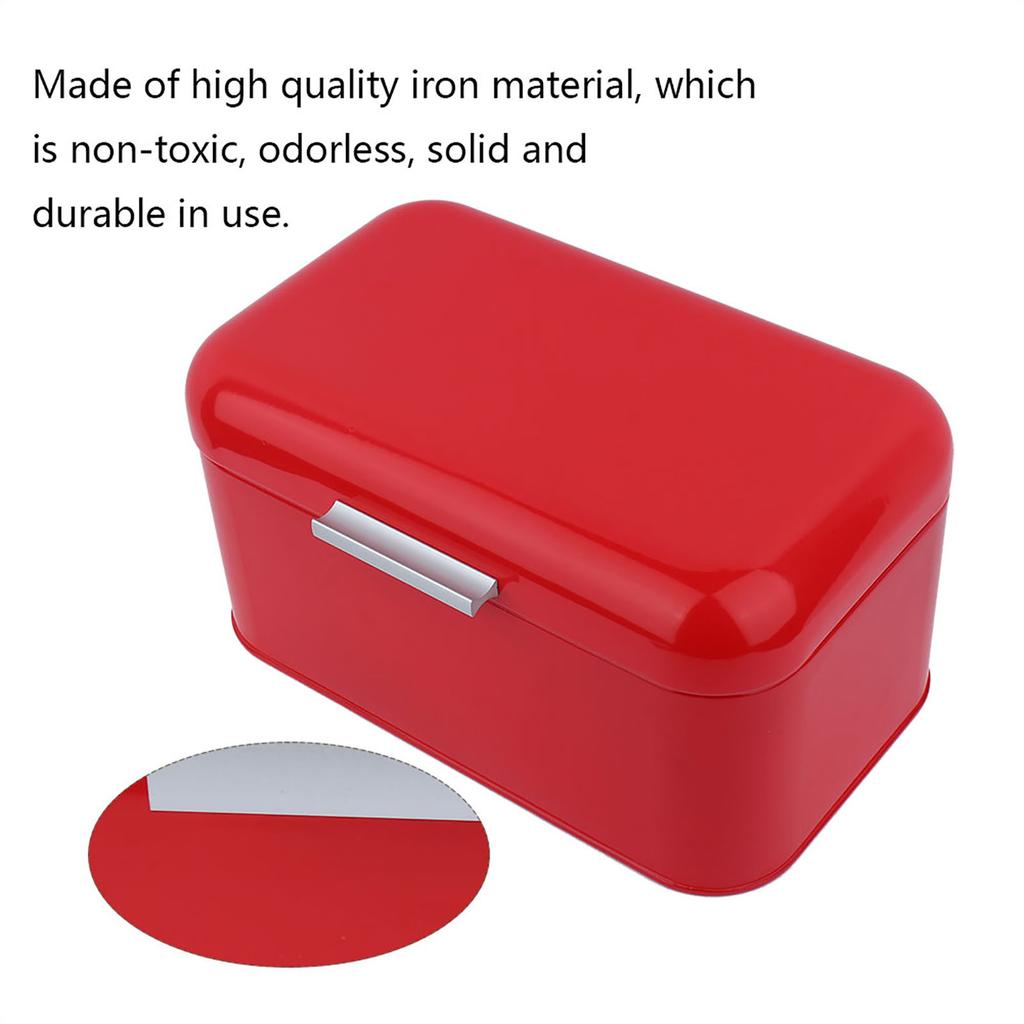Solid Color Retro Metal Bread Bin Box Large Capacity Kitchen Storage Container