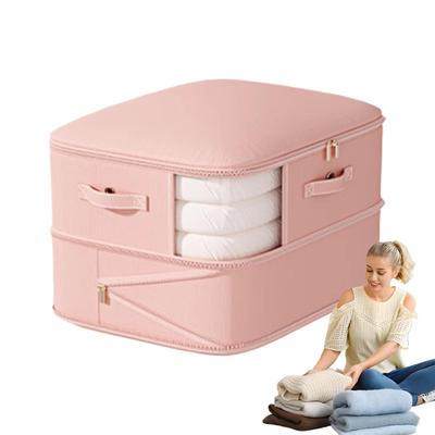 Self Compression Organizer Travel Compression Organizer 2-Layer Clothing Tote Zippered Space Saver For Pillow Quilt Duvet
