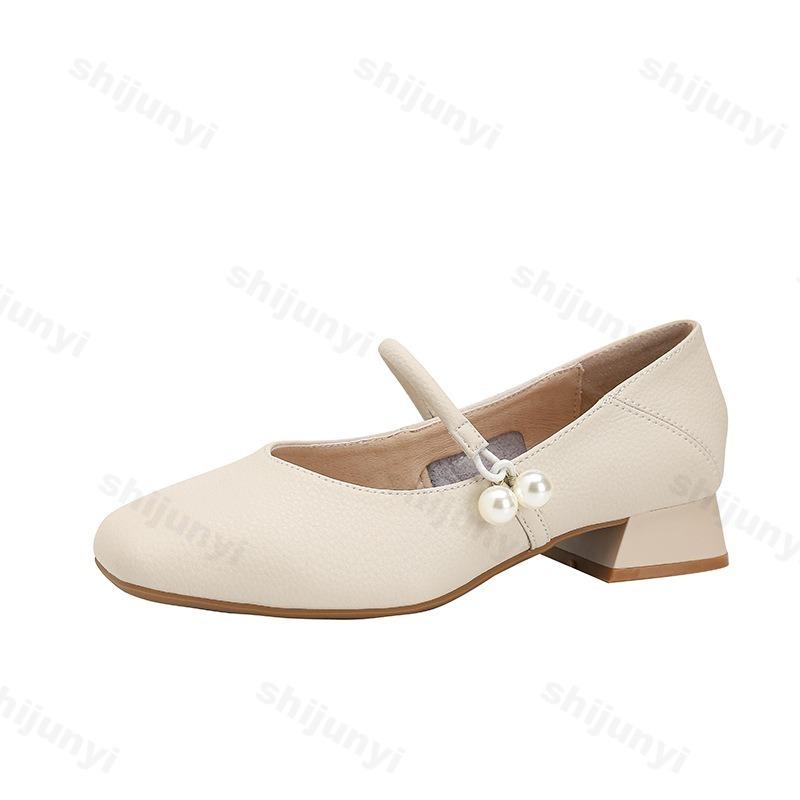 Fashion Square Toe Thick Heel Mary Jane Shoes for Women In Spring 2025 New Retro French Shallow Mouth Low Heel Daily Casual Single Shoe