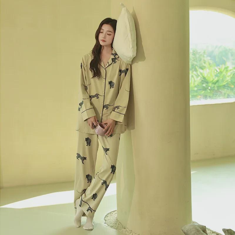 Women's Pure Cotton Long-Sleeve Cardigan Pajamas, 2025 Collection, Plus Size, Suitable for Spring and Autumn, Wear Indoors or Out.