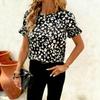 Summer New Floral Shirt Women's Bubble Lace Short Sleeve Fashionable Versatile Printed Top