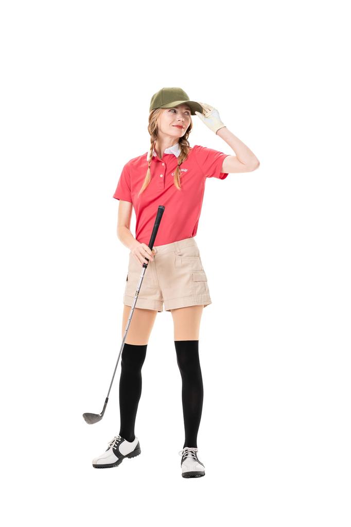 HUSTONY Korean Golf Faux for Spring and Autumn Above the UV-Cut Socks, Two-Tone Leggings, Knee-High (Beige/Black, Knee)
