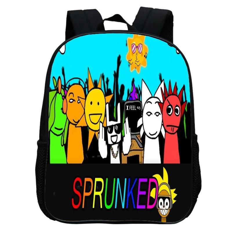 Printed Rhythm Box Kindergarten Bag, Cartoon Sprunki 12-Inch Backpack Lightweight Boys And Girls