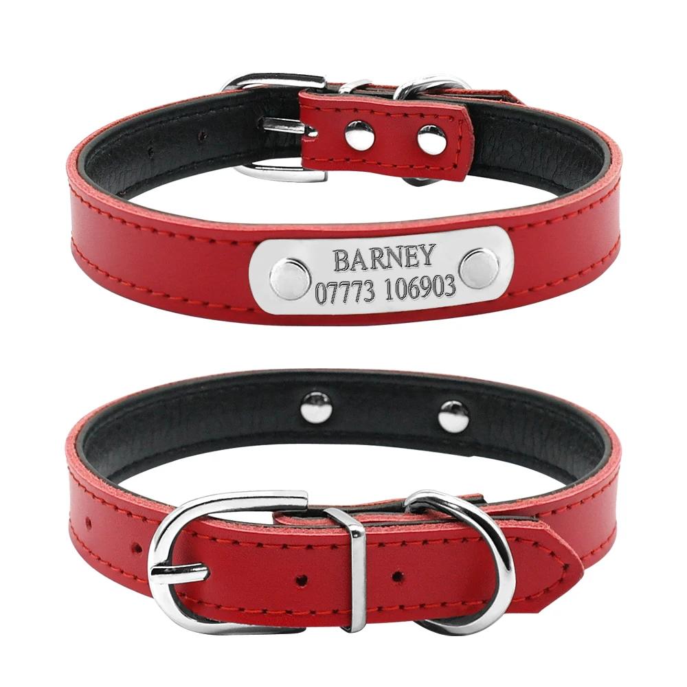 Leder Katzenhalsband Personalisiertes Katzenhalsband für Welpen Kleine Hunde Haustier Kätzchen Namensschild Halsband Kostenlose Gravur Verstellbar Haustierhalsbänder