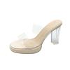 High-heeled slippers women's 2025 summer new one-word with PVC outer wear fashion crystal and slippersladies