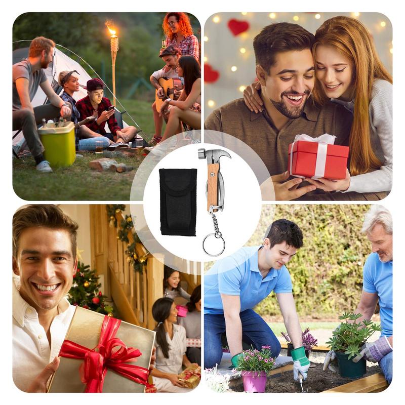 Multifunctional Ax Escape Hammer Wood Handle Outdoor Hammer Multitool Hammer Emergency Survival Hammer Tool