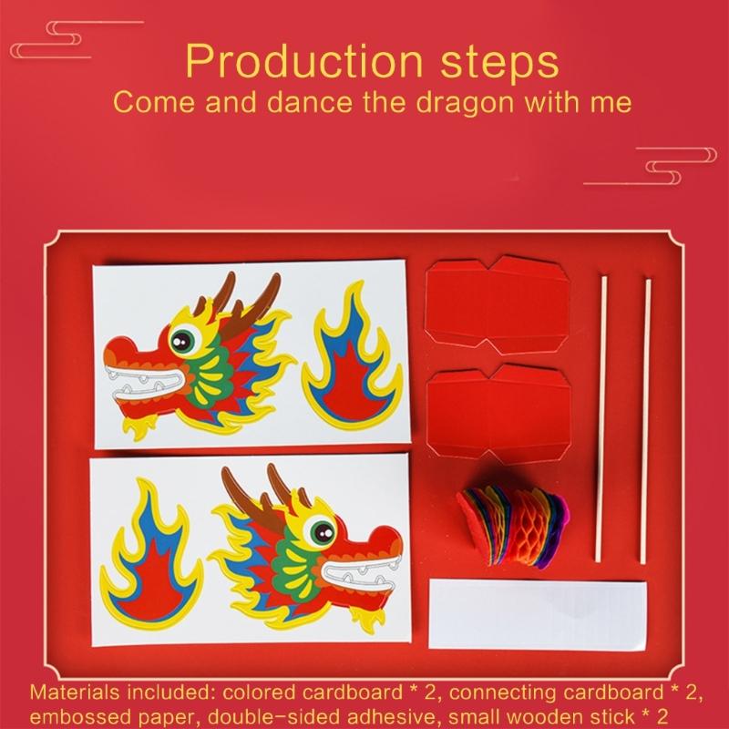 Paper Dragon Puppet Kits Paper Dragon Toy Chines New Year Supplies