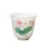 Chinese Ceramic Teacup Travel Personal Meditation Cup Hand Painted Lotus Leaf Tea Bowl Pu'er Master Cup Tea Set Accessories 65ml