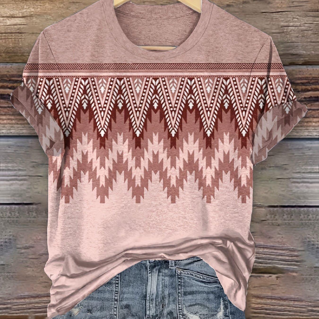 Summer new versatile women s printed loose casual round-neck short-sleeve t-shirt S