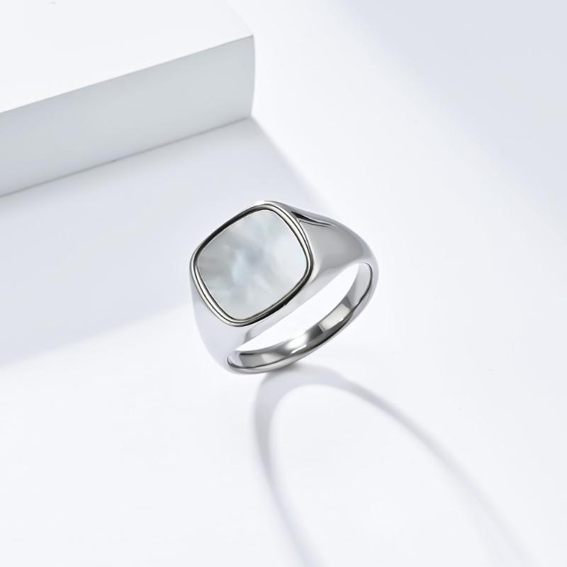 Quadratische gestempelte Muschel-Set Titan-Ring-Eheringe für Männer und Frauen Pendler-Modeaccessoires