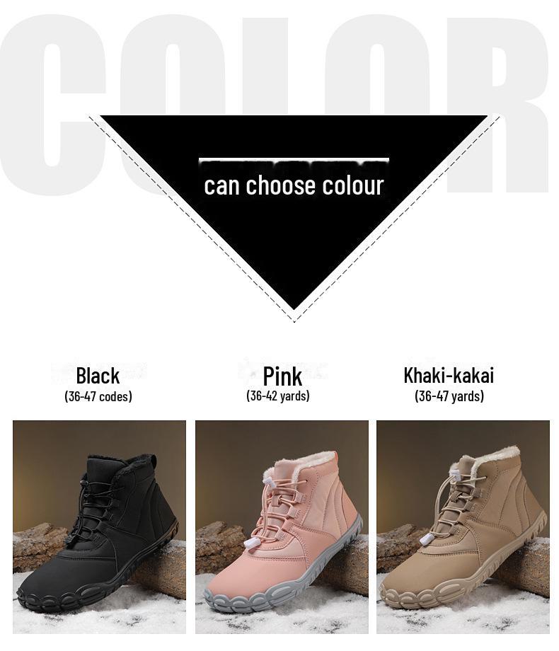 Unisex Five-Finger Cotton Snow Boots: Warm, Non-Slip, Wear-Resistant, Thickened Outdoor Winter Footwear.