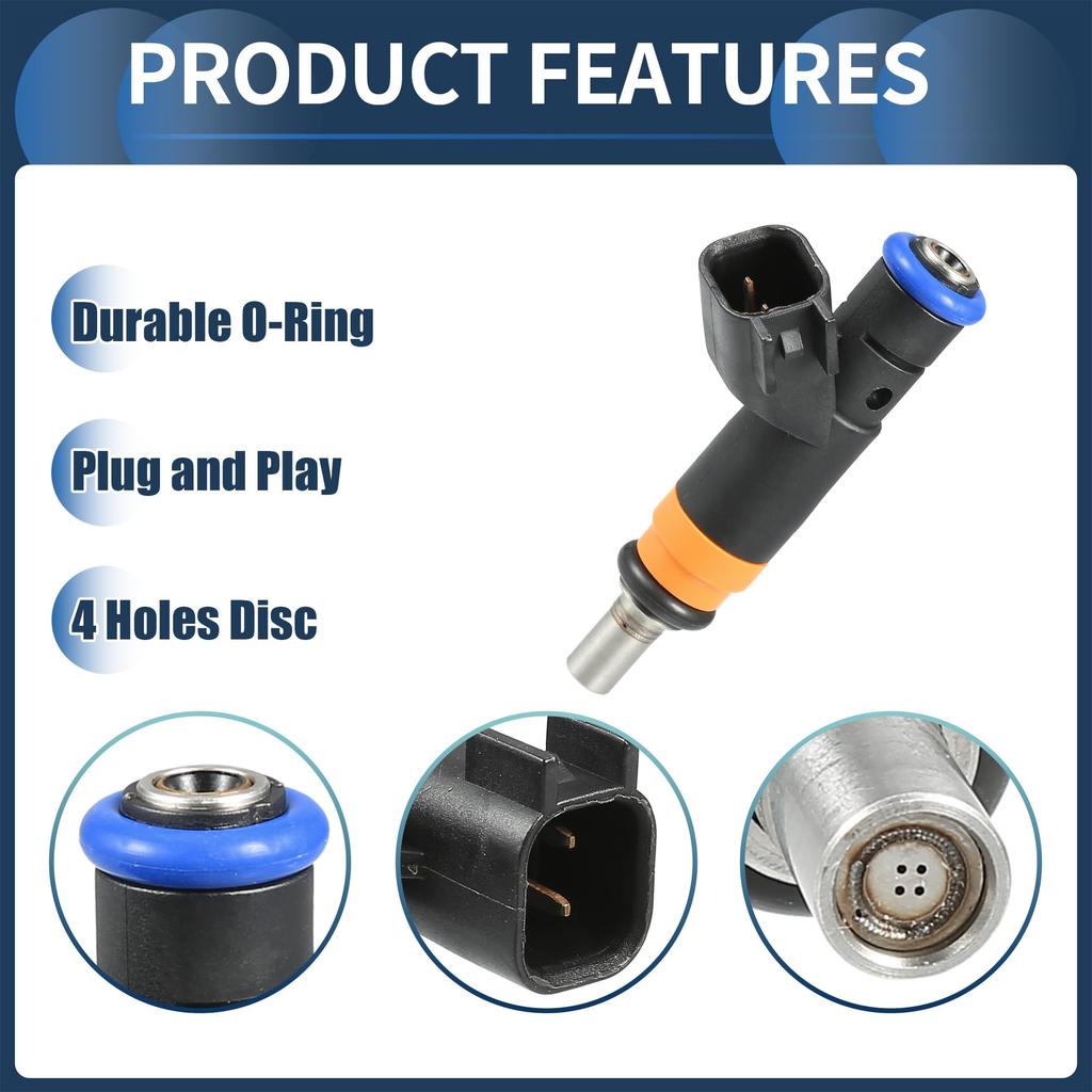 INFINAUTO Fuel Injector Nozzle No. 05037 479AA for Dodge Ram 1500 5.7L (2009-2010) and Dodge Ram 2500 5.7L (2009-2010), Black, Set of 8