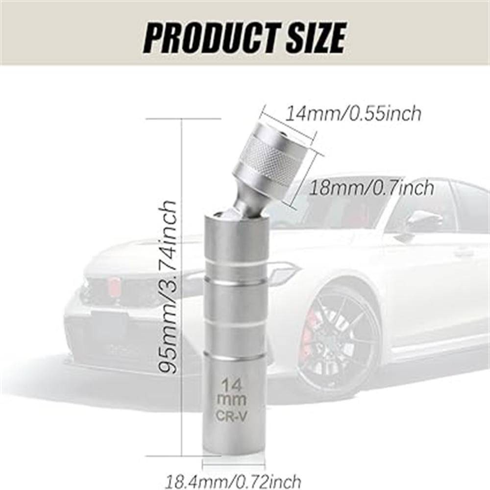 Sada nástrčných klíčů na zapalovací svíčky do auta Prodloužený univerzální kloub Magnetický klíč Nástroj pro demontáž 3/8" pohon CR-V 12-hran 14mm