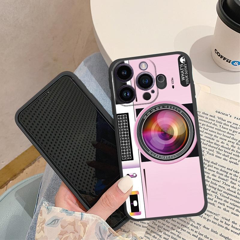 Tālruņa maciņi iPhone 15 Pro 6 14 XS 13 Max XR 12 Mini 7 Plus X SE 8 11 Funny Retro Camera Phone Rakstains mīksts TPU triecienizturīgs bufera apvalks