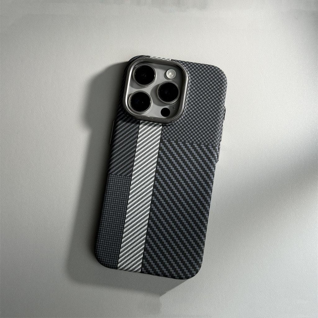 Applicable To IPhone 16 Track Kevlar Carbon Fiber Magnetic Phone Case Apple 15promax Anti Fall Protection Case