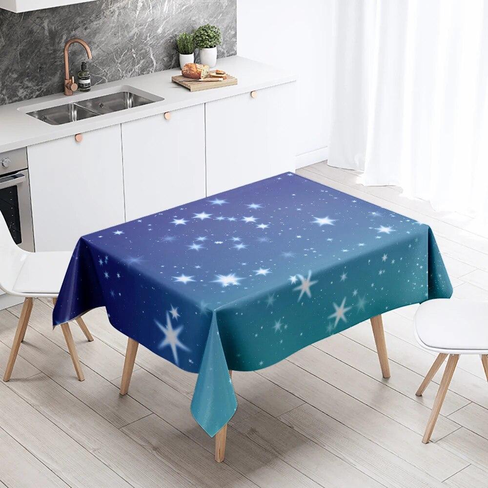 Starry Universe Tablecloth Camping Party  Anti-Stain Waterproof Rectangular Kitchen Dining Table Home Decor
