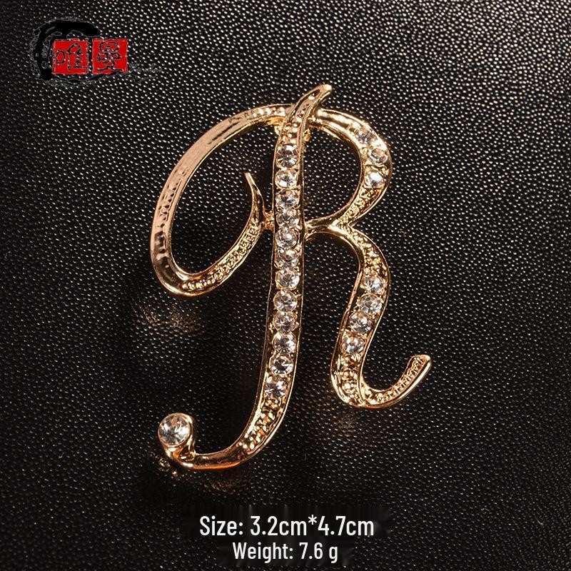 Men's Suit Jacket Brooch: Elegant English Letter Pin for a Stylish Touch