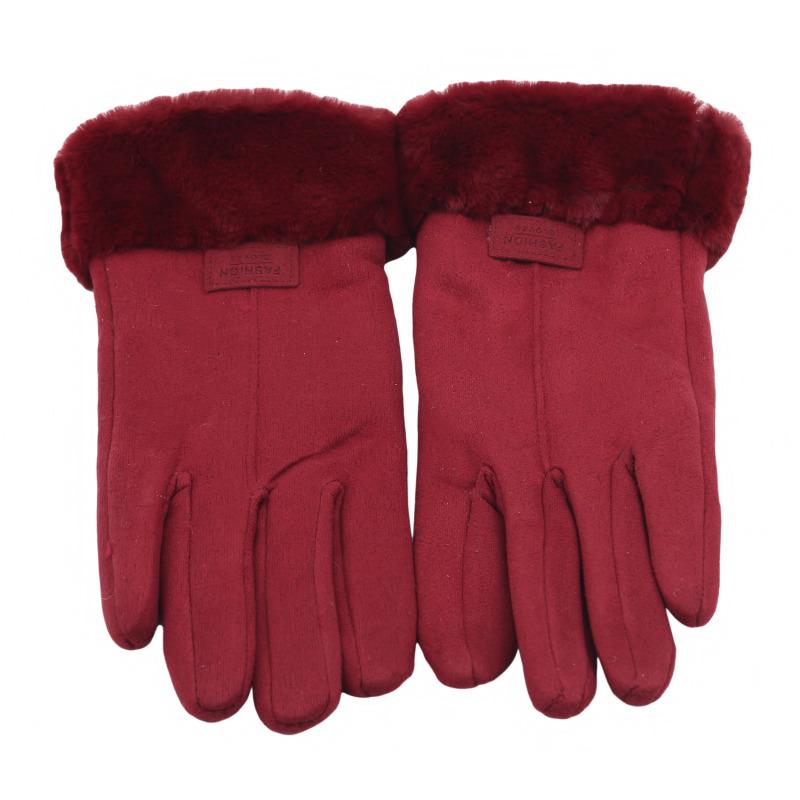 Women Winter Thick Plush Leather Gloves Fashion Winter Warm Skiing Outdoor Women Gloves Lady Elegant Casual Touch Screen Gloves