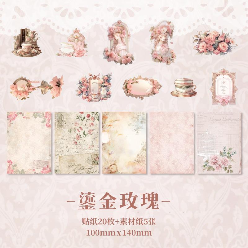 

25pcs Daytime Fantasy Poetry Series Creative Character Stickers Material Pack DIY Scrapbooking Journal Supplies