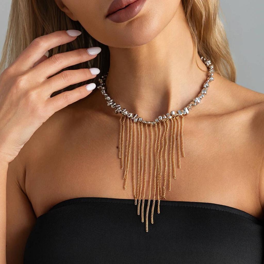 IngeSight.Z Creative Unique CCB Beaded Tassels Chain Necklace for Women 2026 New Adjustable Charm Fashion Jewelry Neck Accessory