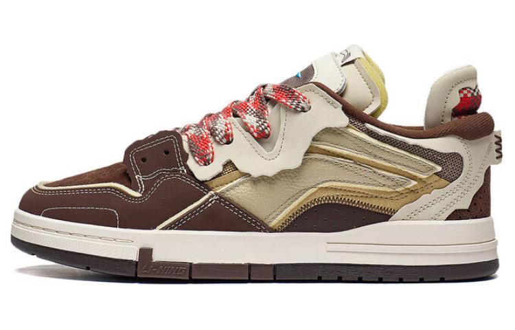 Li Ning Wave PRO Low top Skateboard Shoes Men s Brown Yellow AECT045-1 43