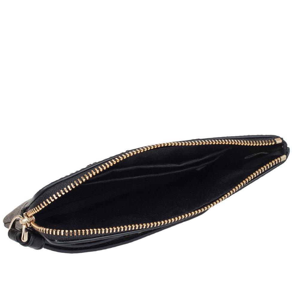 Coach F58035 Corner Zip Wristlet Signature Coated Canvas One Size Black Brown,