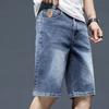 Summer thin men's denim trendy brand straight loose youth versatile five-point pants casual pants summer