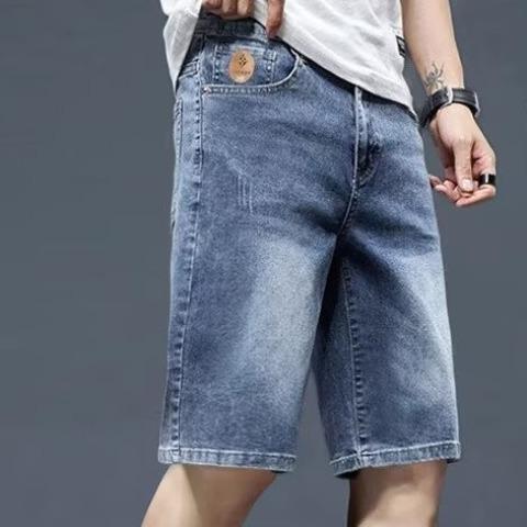 Summer thin men's denim trendy brand straight loose youth versatile five-point pants casual pants summer