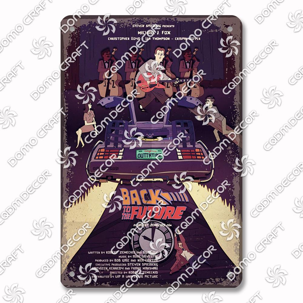 Classic Science Fiction Film Metal Tin Sign, Back to the Future Movie Poster Metal Plates, Cinema Club Cafe Bar Home Wall Decor