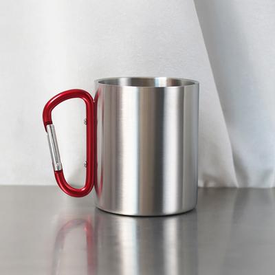 Copo de fivela para montanhismo de grande capacidade 410ml, copo de água de aço inoxidável de camada única dupla para acampamento ao ar livre, caneca portátil