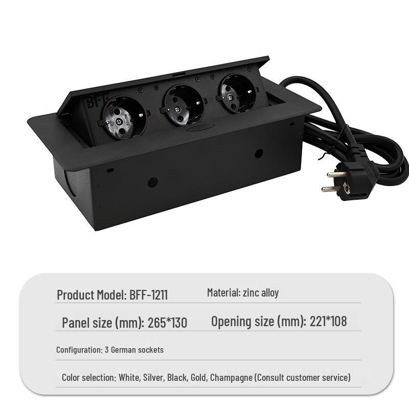 European Standard Desk Power Cord Box: Embedded, Flip-up Multi-functional Hidden Socket