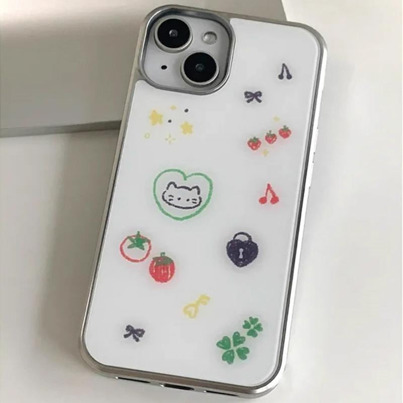 

Ins Trendy Korean Cute Cartoon Graffiti Cat Phone Case For iPhone 17 AIR 16 15 14 13 12 11 Pro Max 16 E 78 Plus Y2K Matte Cover iPhone 15 Pro Max