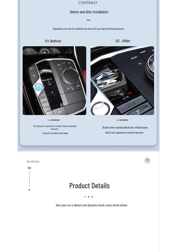 Compatible with BMW 2023 3 Series/X3 Orchid Crystal Paddle Shifter and Gear Knob Set